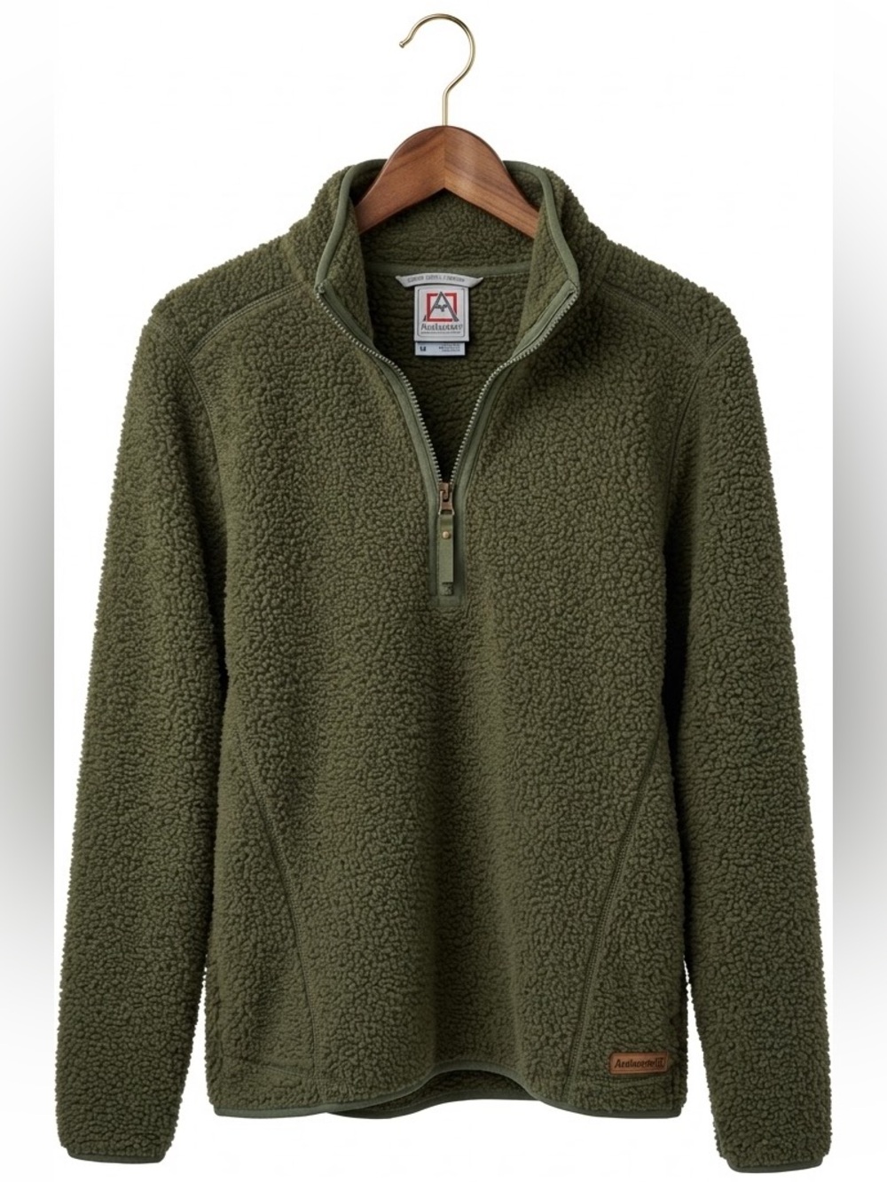 Avalanche Olive Green High Pile Sherpa Fleece Quarter Zip Pullover M Gorpcore